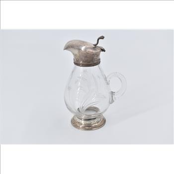 Sterling Silver Frank M Whiting & Co Cut Crystal Syrup Pitcher