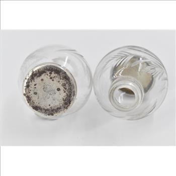 Sterling Silver Frank M Whiting Crystal Leaf Salt Pepper Shaker (2 pcs)