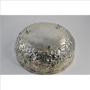 Sterling Silver Galmer Ltd Repousse Floral Serving Bowl