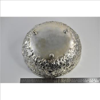 Sterling Silver Galmer Ltd Repousse Floral Serving Bowl