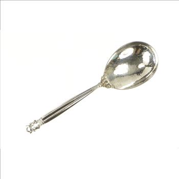 Sterling Silver Georg Jensen Konge Acorn Serving Spoon