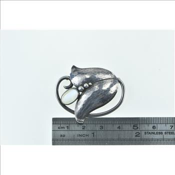 Sterling Silver Georg Jensen Ornate Moonstone Flower 822 Pin/Brooch