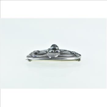 Sterling Silver Georg Jensen Ornate Moonstone Leaf Swirl 138 Pin/Brooch