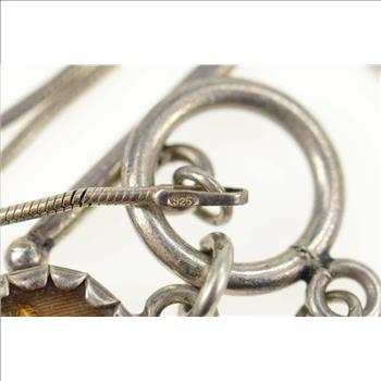 Sterling Silver Glass Encased Butterfly Wing Snake Chain Necklace 16.25