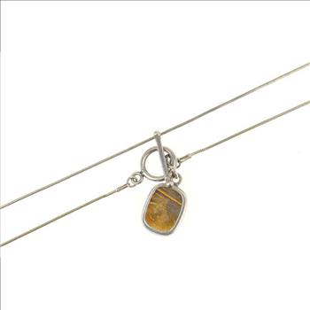 Sterling Silver Glass Encased Butterfly Wing Snake Chain Necklace 16.25