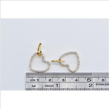Sterling Silver Gold Plated 0.35 Ctw Diamond Heart Love Dangle Earrings