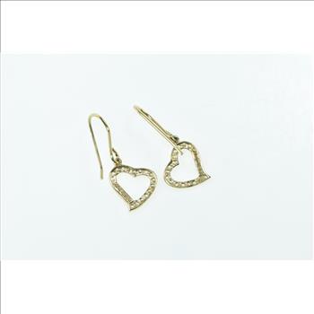 Sterling Silver Gold Plated Heart Love CZ Romantic Dangle Earrings