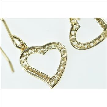 Sterling Silver Gold Plated Heart Love CZ Romantic Dangle Earrings