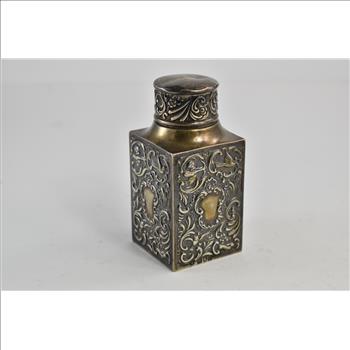 Sterling Silver Goldsmiths Co. Repousse Cupid Antique Tea Caddy