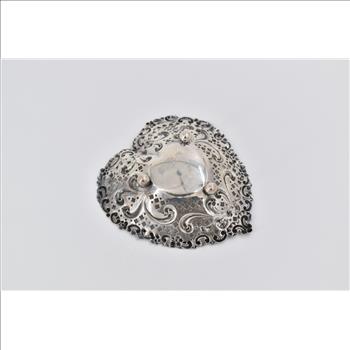 Sterling Silver Gorham 966 Filigree Footed Ball Heart Dish