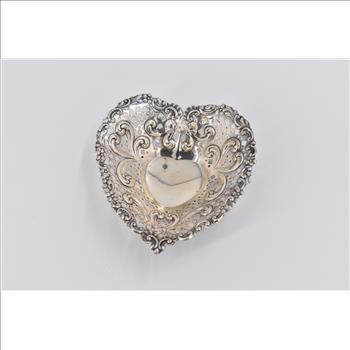 Sterling Silver Gorham 966 Filigree Footed Ball Heart Dish