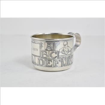 Sterling Silver Gorham Baby Cup Alphabet Children Letters