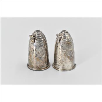 Sterling Silver Gorham Beehive Honey Bee Salt Pepper Shaker Set (2 pcs)