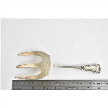 Sterling Silver Gorham Floral Enamel Ornate Bread Fork 8