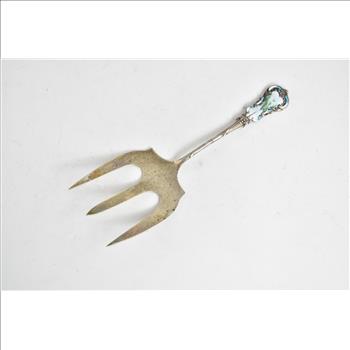 Sterling Silver Gorham Floral Enamel Ornate Bread Fork 8