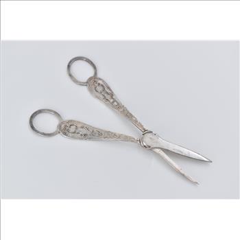 Sterling Silver Grape Shears Scissors Vintage Engraved