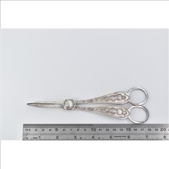Sterling Silver Grape Shears Scissors Vintage Engraved