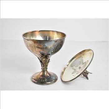 Sterling Silver Hazorfim Leaf Motif Lidded Pedestal Sugar Bowl
