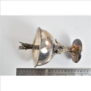 Sterling Silver Hazorfim Leaf Motif Lidded Pedestal Sugar Bowl