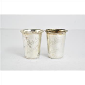 Sterling Silver Hazorfim Ltd Set of 2x Monogrammable Cups