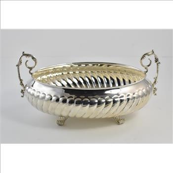 Sterling Silver Hazorfim Swirl Pattern Oval Bowl Serving Dish
