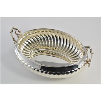 Sterling Silver Hazorfim Swirl Pattern Oval Bowl Serving Dish