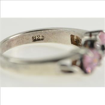 Sterling Silver Heart Pink CZ Love Symbol Promise Ring, Size 6