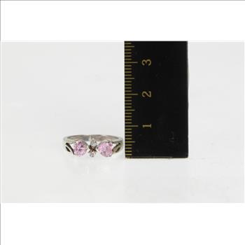 Sterling Silver Heart Pink CZ Love Symbol Promise Ring, Size 6