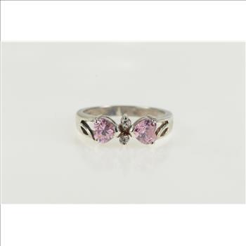Sterling Silver Heart Pink CZ Love Symbol Promise Ring, Size 6