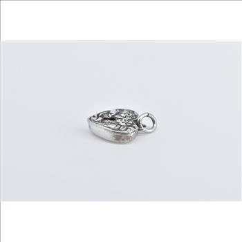 Sterling Silver Heart Puffy Forget Me Not Locket Loyalty Charm/Pendant