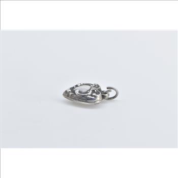 Sterling Silver Heart Puffy Forget Me Not Love Loyalty Charm/Pendant