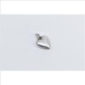 Sterling Silver Heart Puffy Forget Me Not Love Loyalty Charm/Pendant