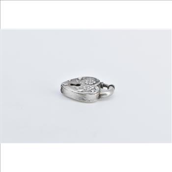 Sterling Silver Heart Puffy Locket Forget Me Not Clip Love Charm/Pendant