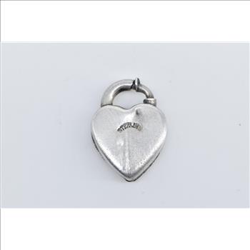 Sterling Silver Heart Puffy Locket Forget Me Not Clip Love Charm/Pendant