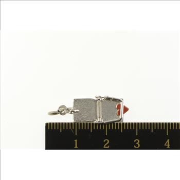 Sterling Silver Heart Red Enamel Mouse Trap Cute Retro Charm/Pendant