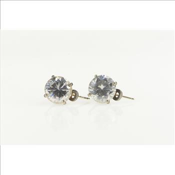 Sterling Silver Ice Cream Cone Cubic Zirconia Solitaire Earrings