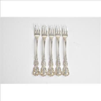 Sterling Silver J E Caldwell Louis XIV Pattern Dessert Fork Set (5 pieces)