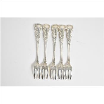 Sterling Silver J E Caldwell Louis XIV Pattern Dessert Fork Set (5 pieces)