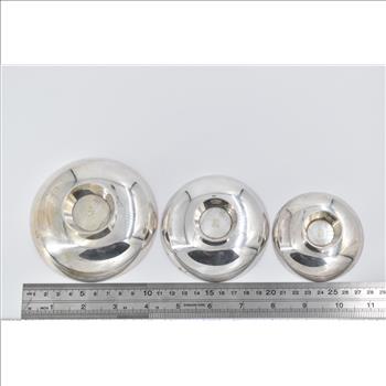 Sterling Silver Japanese Ceremonial Sake Cups Sakazuki (3 pcs)