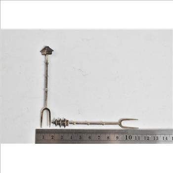 Sterling Silver Japanese Motif Travel Hors D'oeuvres Fork Set (6 pcs)