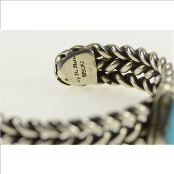 Sterling Silver Jerry N Platero Native American Turquoise Bracelet 6.5