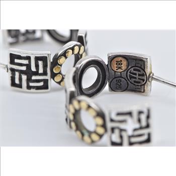 Sterling Silver John Hardy 18k Gold Accent Geometric Hoop Earrings