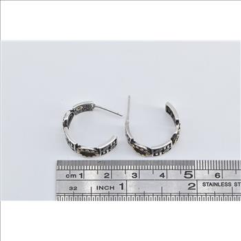 Sterling Silver John Hardy 18k Gold Accent Geometric Hoop Earrings