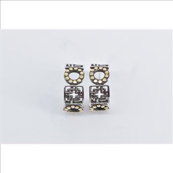 Sterling Silver John Hardy 18k Gold Accent Geometric Hoop Earrings