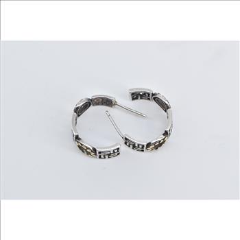 Sterling Silver John Hardy 18k Gold Accent Geometric Hoop Earrings