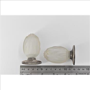 Sterling Silver La Pierre Frosted Glass Tulip Salt Pepper Shaker (2 pcs)