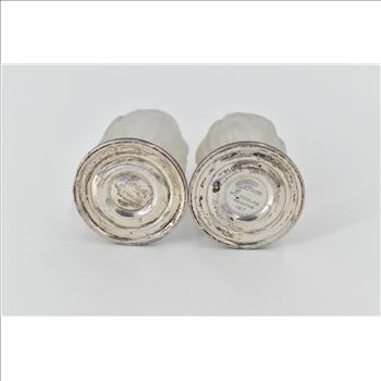 Sterling Silver La Pierre Frosted Glass Tulip Salt Pepper Shaker (2 pcs)