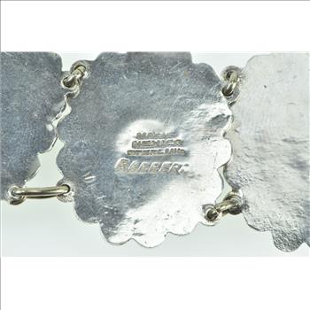 Sterling Silver Lapidario Barrera Green Agate Oval Mexico Bracelet 6.75