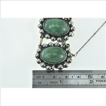 Sterling Silver Lapidario Barrera Green Agate Oval Mexico Bracelet 6.75