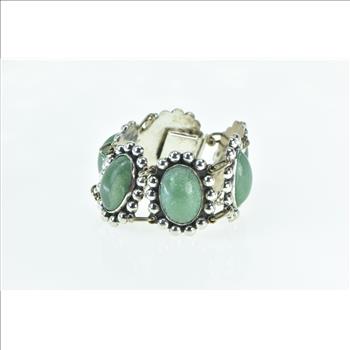 Sterling Silver Lapidario Barrera Green Agate Oval Mexico Bracelet 6.75